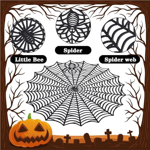 Halloween Spider Web Placemats - Black 8-Pack, 15 Inch Diameter - Variation of Black-8pcs