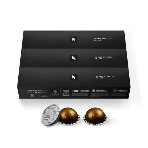 Nespresso Vertuo Double Espresso Chiaro - Medium Roast Coffee Pods | 30-Count, Brews 2.7oz
