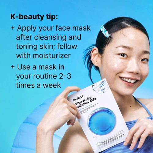 Dr.Jart+ Dermask Vital Hydra Solution - Hydrating Korean Face Mask with Hyaluronic Acid | Glow Boosting Sheet Mask