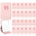 Amyhill 24 Pcs Party Favor Compact Fold Mini Mirror Preppy Bow Gift for Women Birthday Bridal Shower Bachelorette Graduation Party Supplies (Folding,Pink)