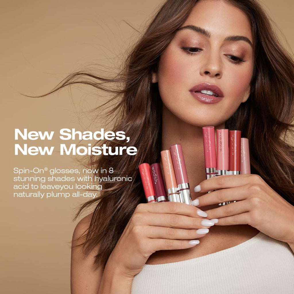 Woosh Beauty Spin-On Lip Gloss - Hydrating Hyaluronic Acid & Shea Butter, Vegan & Cruelty-Free, Glow Finish