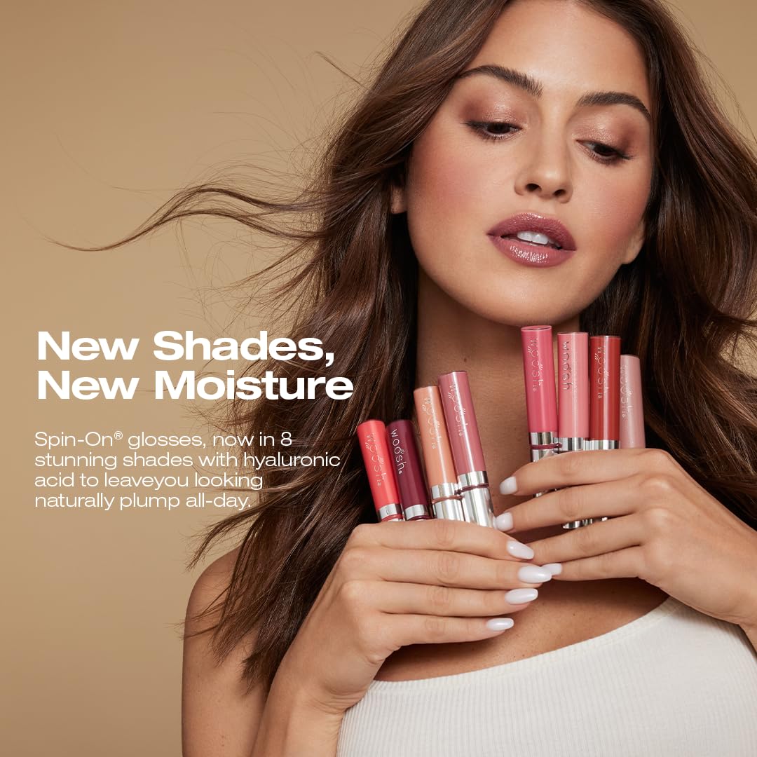 Woosh Beauty Spin-On Lip Gloss - Hydrating Hyaluronic Acid & Shea Butter for Smooth Shine | Vegan & Cruelty-Free