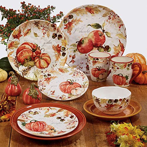 Harvest Splash 16.9 oz. Ceramic Mug Set of 4 with 2 Designs - Reheating Safe