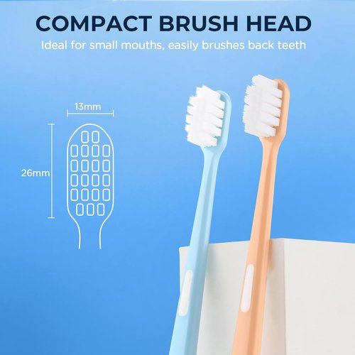 Skiennix Extra Soft Toothbrush - Gentle Care for Sensitive Gums | Compact Head with 10,000 Nano Bristles
