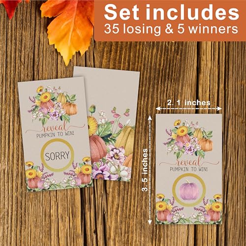 Halloween Pumpkin Scratch Cards - 40 Fall Party Game Tickets for Raffles & Celebrations