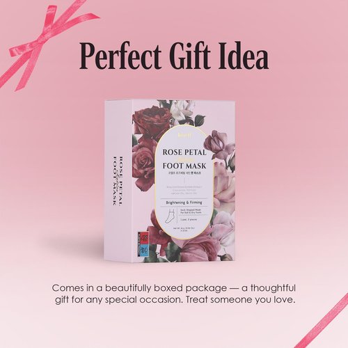 Koelf Rose Petal Satin Foot Mask (10pairs) - Intensive Nourishing Socks, Rose Scented Foot Repair Masks with Peptide, Collagen, Shea Butter, Urea for Silky Smooth Feet, Foot Treatment, Body Mask