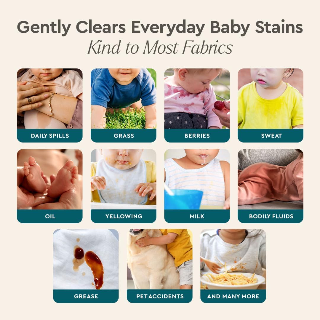 Puracy Stain Remover - Natural Enzyme-Based Laundry Spray for Baby Clothes & Diapers | 16 Oz