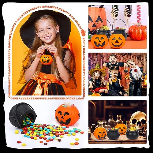 60 Pcs Halloween Mini Pumpkin Cauldron Buckets Bulk Candy Holders - 4 Styles