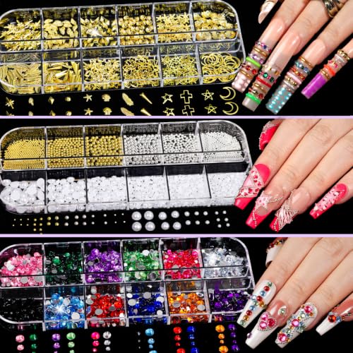 Nail Art Kit with Gems Charms Stickers Brushes and Tools for Creative Nail Designs