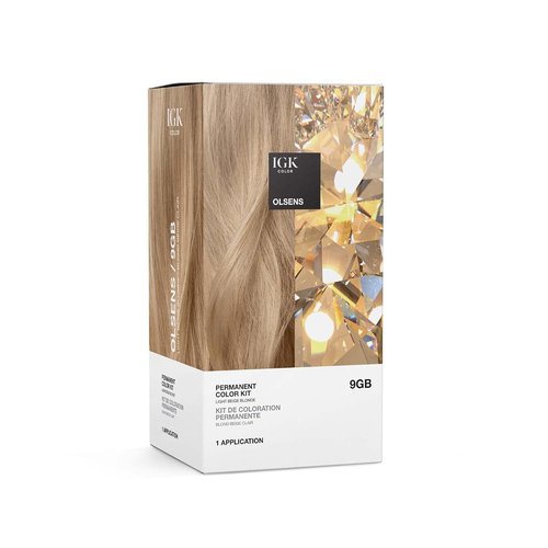 IGK Permanent Hair Dye Color Kit - 9GB Olsens Light Beige Blonde | 100% Gray Coverage, Strength & Shine