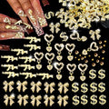 Gold Nail Charms and Gems Set - 100Pcs Y2K Nail Art Accessories