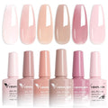VENALISA Jelly Gel Nail Polish Set of 6 Colors Sheer Nude Pink Gel Polish Kit Neutral Skin Tone Transparent Soak Off UV Gel Salon Nail Art DIY at Home Manicure