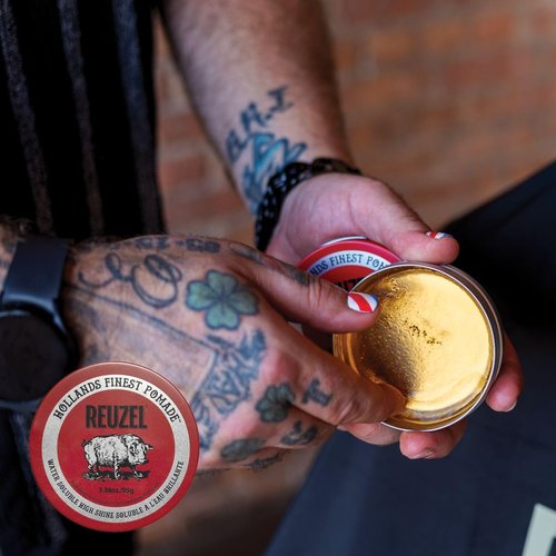 Reuzel Red Pomade - Medium Hold, Water Soluble Styling, High Shine, Flake-Free | All Hair Types
