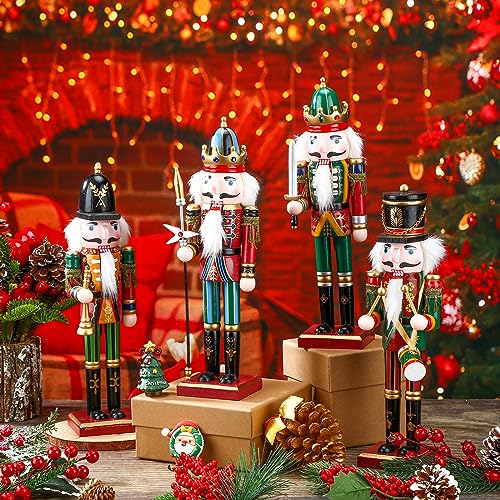 12-Inch Wooden Nutcracker Figures Set - Christmas Decor, Holiday Gift