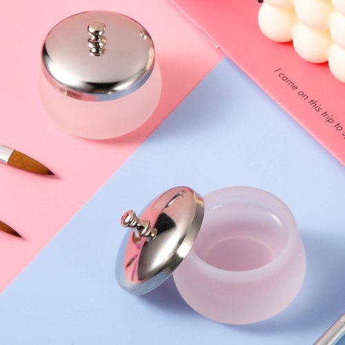 2 Pieces Matte Crystal Glass Nail Art Dappen Dish Nail Art Acrylic Liquid Powder Dappen Dish Container Holder for Acrylic Powder Liquid Styling Tool
