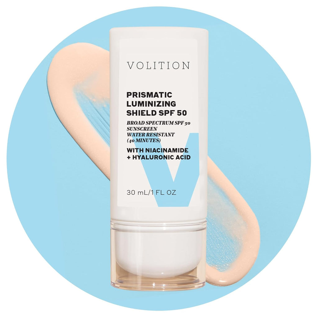 Volition Beauty Prismatic Luminizing Shield SPF 50 - Reef-Safe Mineral Sunscreen with Niacinamide & Hyaluronic Acid | Lightweight Moisturizer for Glowing Skin