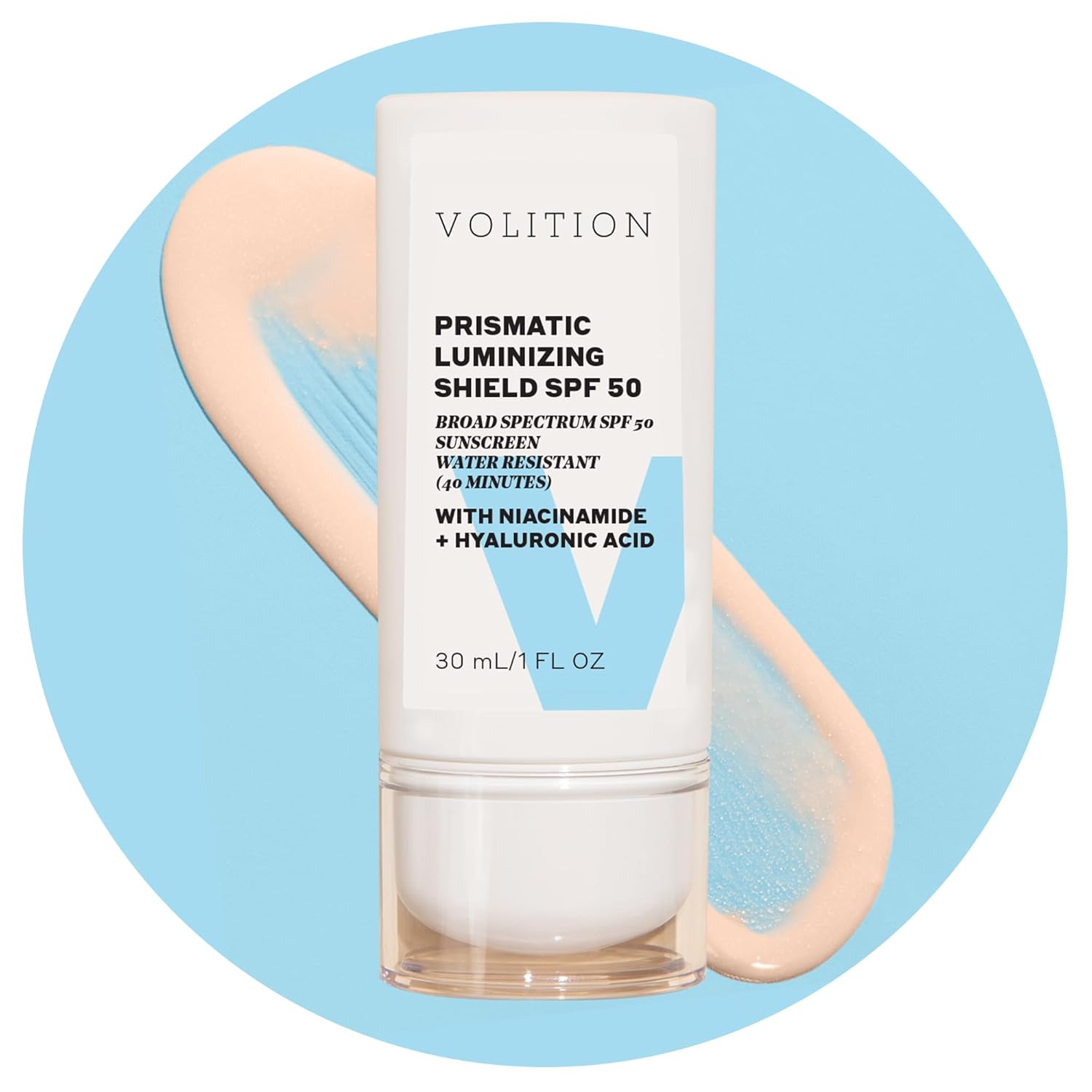 Volition Beauty Prismatic Luminizing Shield SPF 50 - Reef-Safe Mineral Sunscreen with Niacinamide & Hyaluronic Acid | Lightweight Moisturizer for Glowing Skin