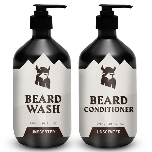 Striking Viking Unscented Beard Wash & Conditioner - 10 Fl Oz, Pack of 2 - Deep Cleansing Oil Formula - Soothing Softener with Jojoba Oil - Itch-Free Gentle Hydration for Beard Care