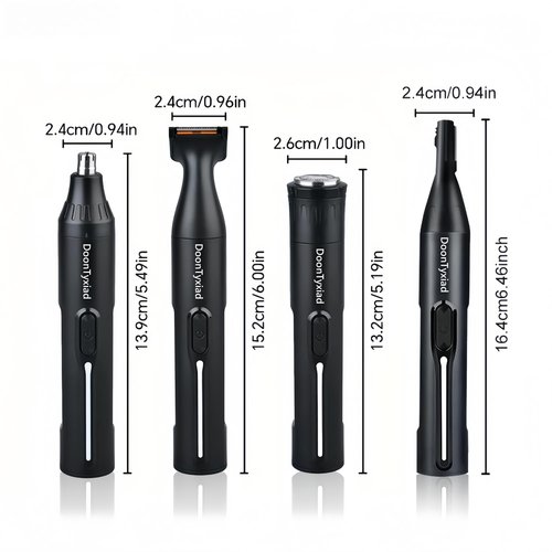 Rechargeable Ear and Nose Hair Trimmer, 4-in-1 Professional Painless Eyebrow & Facial Hair Trimmer for Men Women, Powerful Motor and Dual-Edge Blades for Smoother Cutting Black(Black 4-in-1)