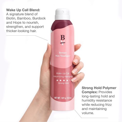Better Not Younger Strong Hold Thickening Hairspray - Volumizing Biotin Formula for Women 40+ | 7.6 oz