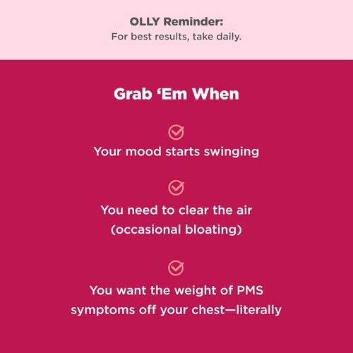 OLLY Period Hero Gummies - PMS Support with Chasteberry & Vitamin B6 | Cran-Raspberry Flavor, 60 Count