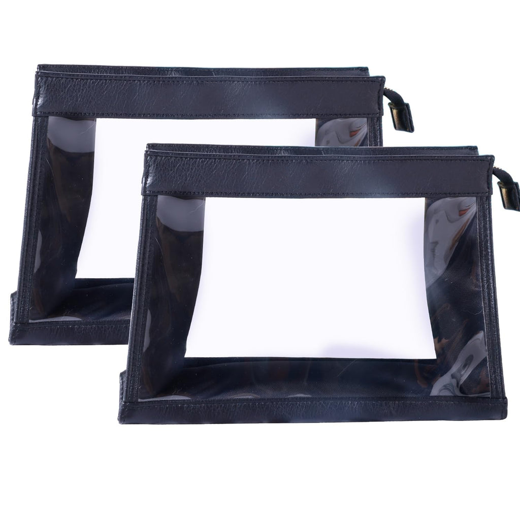 Women Travel Toiletry Bag Make Up Bag Cosmetic Essentials Transparent Makeup Wash Pouch 2 pcs (Transparent, Black)