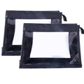 Women Travel Toiletry Bag Make Up Bag Cosmetic Essentials Transparent Makeup Wash Pouch 2 pcs (Transparent, Black)