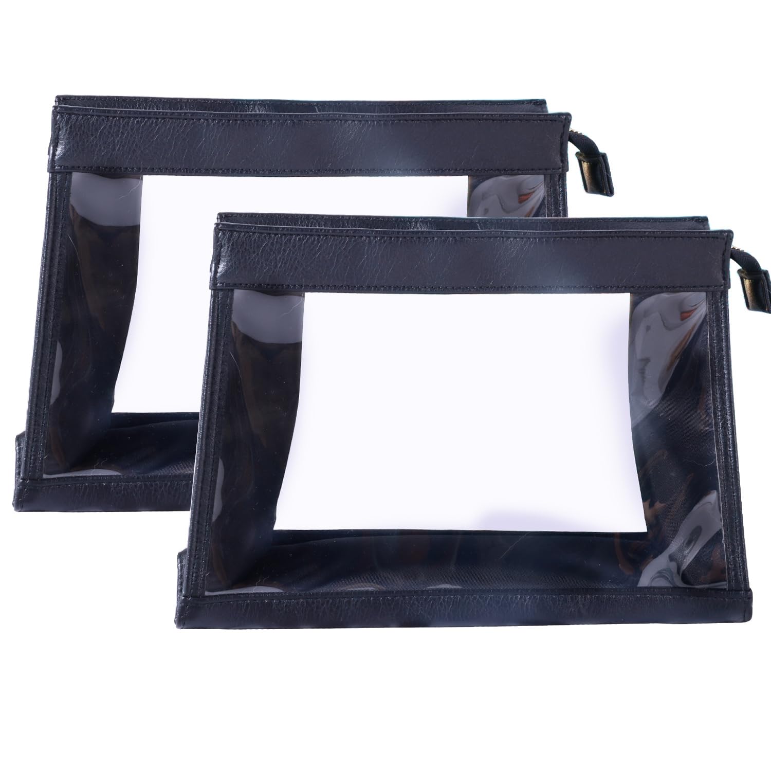 Women Travel Toiletry Bag Make Up Bag Cosmetic Essentials Transparent Makeup Wash Pouch 2 pcs (Transparent, Black)