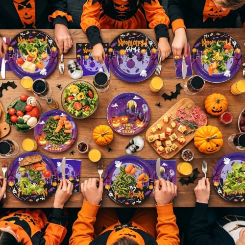 180pcs Halloween Paper Plate and Napkin Party Supplies - Serves 60