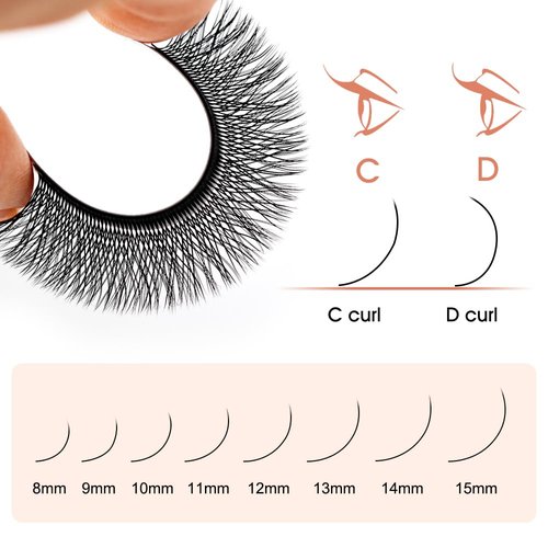 NATUHANA Eyelash Extensions 0.07 C Curl 8-14mm WW Shaped Clover Classic Easy Fan Permanent Volume Lash Extensions Automatic Blooming Flower Lash,Professional for Lash Techs(Double 4D,0.07-C,8-14Mix)