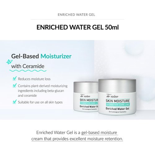 Regine Switzerland Enriched Water Gel - Hydrating Moisturizer with Hyaluronic Acid & Ceramide | 50ml Hydrogel Cream for All Skin Types