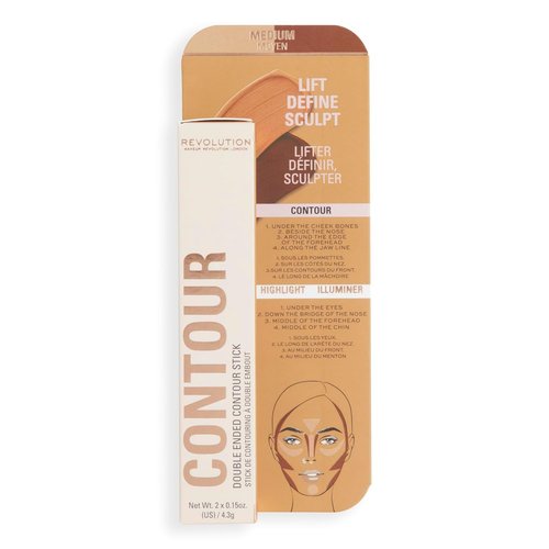 Revolution Beauty London Fast Base Contour Stick - Dual Ended, Lightweight & Blendable, Medium | 2 X 0.15 Oz
