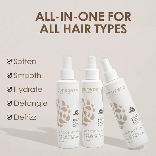 Purezero 9-in-1 Leave-In Conditioner Spray - Multi-Action Hair Treatment for Moisture & Shine | 6 oz