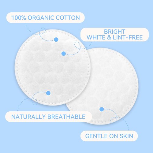 Premium Cotton Rounds for Face (500 Count), Makeup Remover Pads, 100% Pure Cotton, Chemical Free, for Sensitive Skin