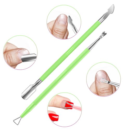 Cuticle Trimmer with Cuticle Pusher, XUNXMAS Cuticle Remover Cutter Nipper Scissor and Triangle Cuticle Nail Pusher Peeler Scraper, Durable Dead Skin Clipper Manicure Pedicure Tools (Green)
