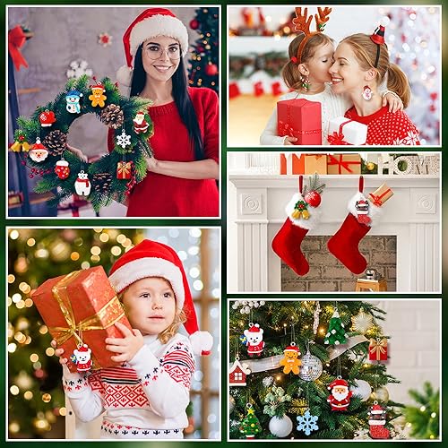 36pcs Christmas Mini Resin Ornaments Set for Xmas Tree Decoration with Golden String