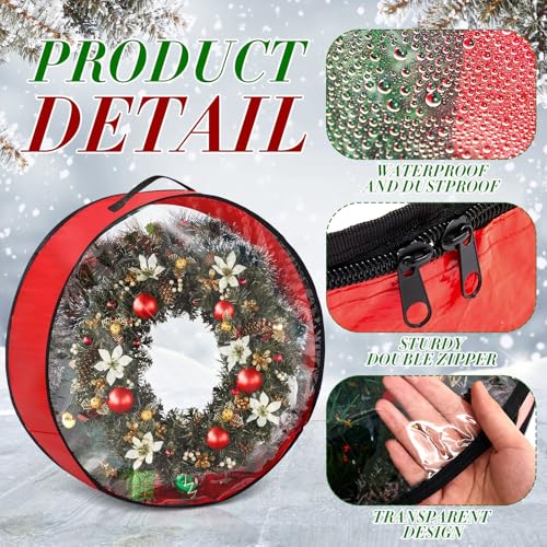 Christmas Wreath Storage Container with Window - Red, 36 Inch, 4 Pack