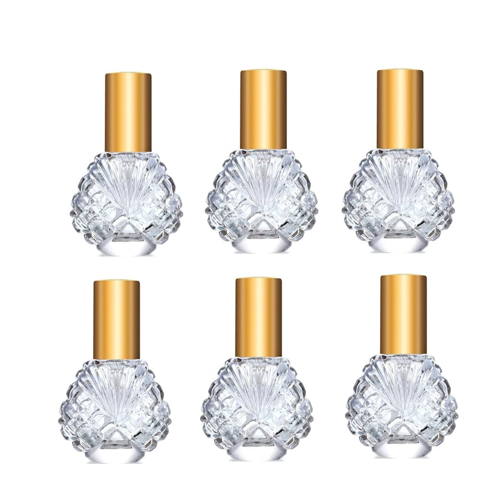 YORROR 5 Pcs 10ml 15ml Gold Glass Perfume Atomizer,Small Empty Refillable Perfume Spray Bottle for Men and Women,Portable Fragrance Fine Mist Spray Perfume Bottle for Travel