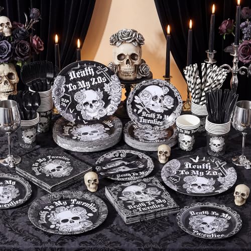Black and White Gothic Tableware Set for 50 Guests - Death to My 20s Variation