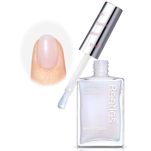 Beetles Nail Polish - Fast-Drying Jelly White Glitter Nail Concealer | 0.51 FL OZ for Strengthening Thin Nails