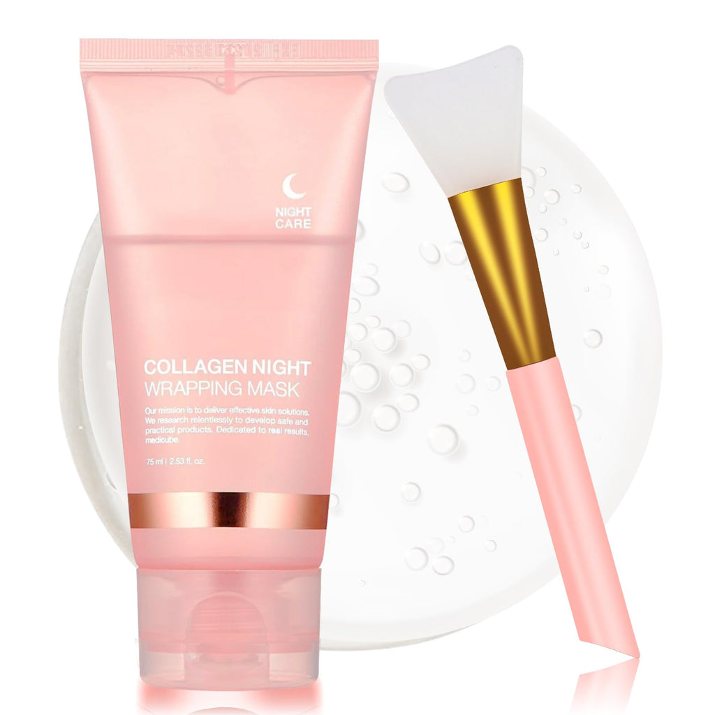 YOTOCK Collagen Night Wrapping Peel Off Mask with Brush, Overnight Mask Hydrates and Skin Elasticity, Reduces Sagging and Wrinkles, Hydrating Face Mask is the Ideal Gifts for Women and Teen Girls!