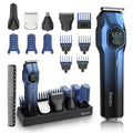 5-in-1 Electric Beard Trimmer Magnetic Replacement Heads, Professional Cordless Hair Clippers for Men Rechargeable, IPX7 Waterproof Grooming Kit for Face, Mustache, Body, Nose, Gifts for Men (Blue)