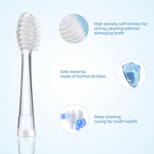 KOPBTBOY Kids Toothbrush Replacement Heads Compatible with Seago SG-513/SG-977/EK6, Compatible with Dada-Tech-BB1/977/K6,Compatible with Brush-Baby WildOnes/KIDZSONIC(18-36 Month)