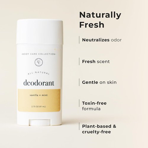 Rowe Casa Organics Vanilla & Mint Natural Deodorant - Paraben-Free, Refreshing Scent, 3 oz