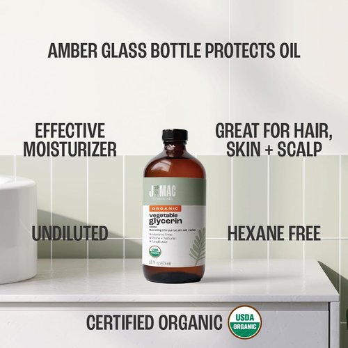 J MAC BOTANICALS, Organic Vegetable Glycerin (16 oz glass bottle)