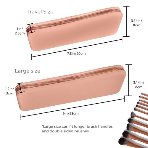 brush bubble silicone makeup brush holder travel case- A storage & makeup bag organizer for brush sets & makeup tools to protect make up accessories & bag, Pink (7.8 * 3.15 * 1")