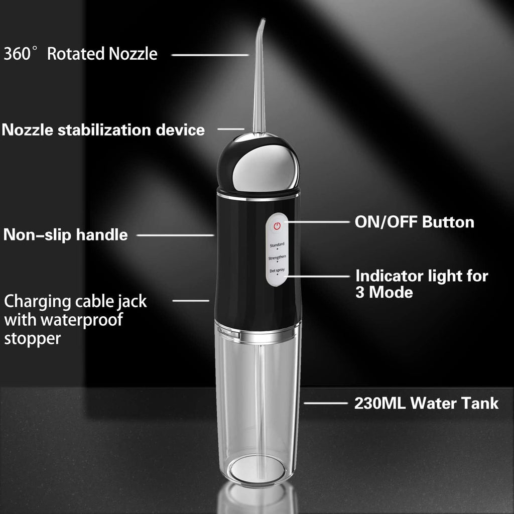 Water-Flosser-Cordless-Teeth-Cleaner MAKJUNS Water Dental Flosser with 3 Modes 4 Jets Rechargeable Dental Oral Irrigator for Home Travel (Premium Black)