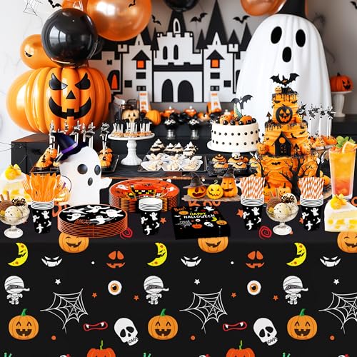 Halloween Party Supplies Set for Kids Birthday Baby Shower - Plates Napkins Cups
