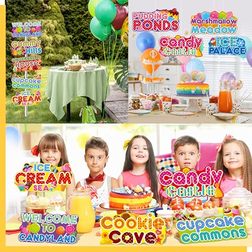 Candyland Party Signs Set - 22 Thick Cardstock Decor for Birthday Halloween Christmas
