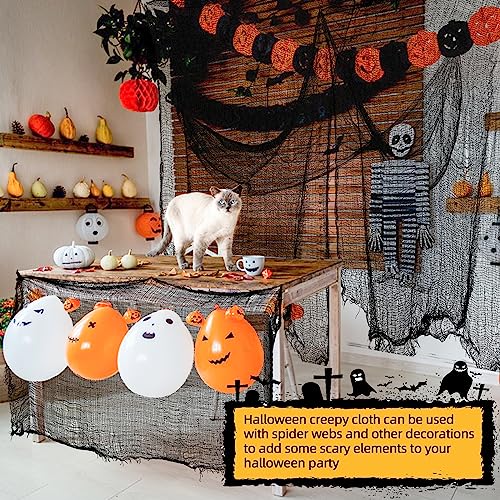 Creepy Cloth Halloween Decoration Set - 6 Pieces 30x72in Black & White Gauze